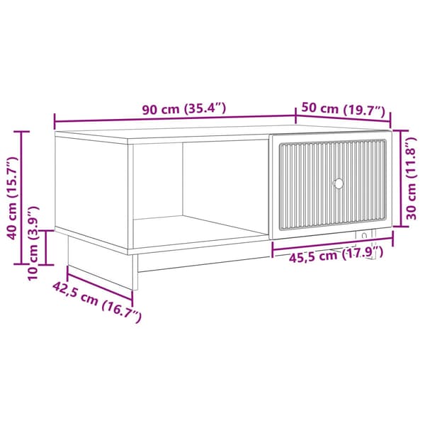 Kaffeebord Vit 90 x 50 x 40 cm Konstruerat trä