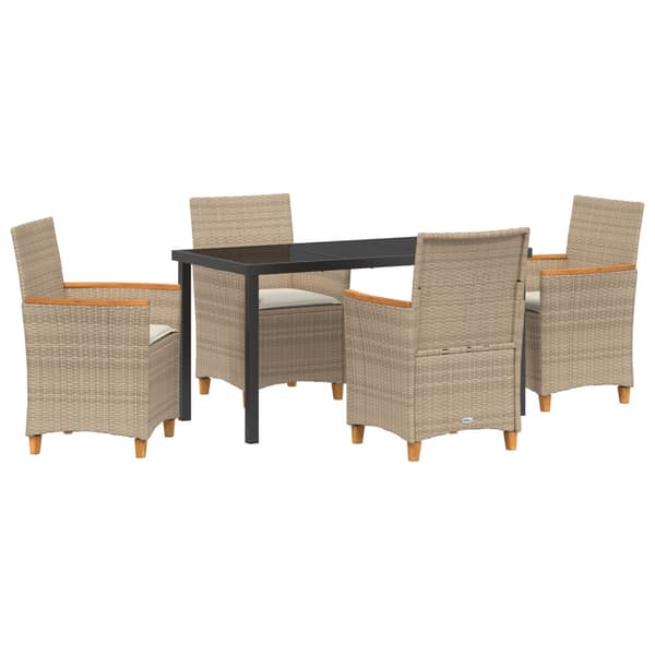 Trädgårdsmöbelset 5 pcs Beige konstrotting