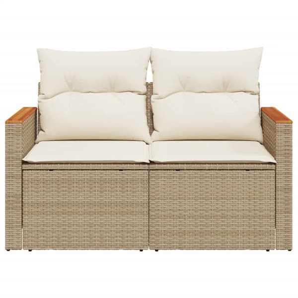 Trädgårdssoffa 2-sits med dynor konstrotting beige