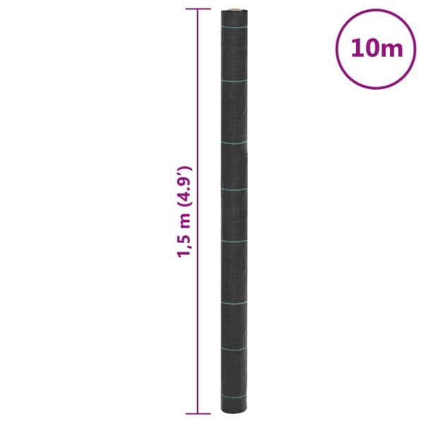 Ogräsmatta svart 1,5x10 m PP