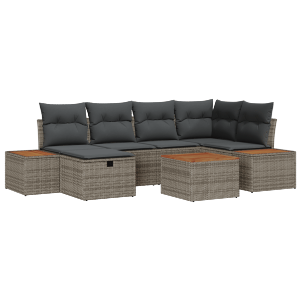 Trädgårdsoffset med kudde 7 pcs Grå 55 x 62 x 69 cm Poly rattan