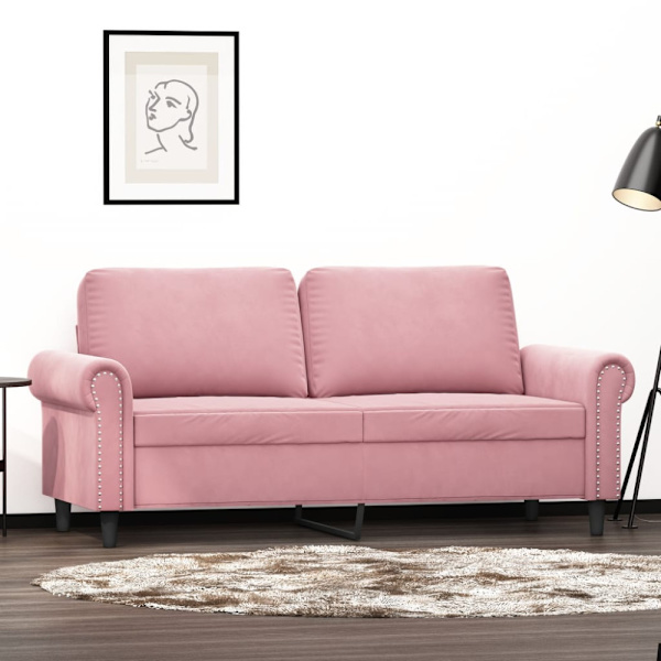 Soffa 2-sits rosa 140 cm sammet