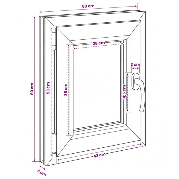 Källarfönster RISOR 50 x 60 cm PVC och glas