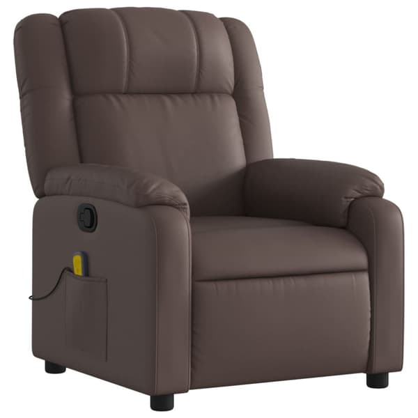 Massagefåtölj brun konstläder