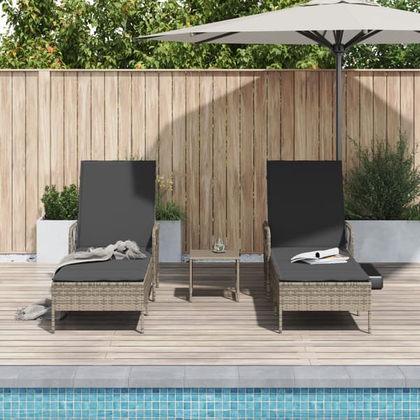 Solstol 3 pcs Grå och mörkgrå 55 x 200 x 92 cm konstrotting