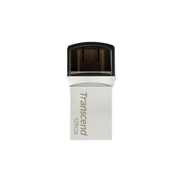 Transcend JetFlash 890 - USB flash-enhet - 128 GB Svart, Silver