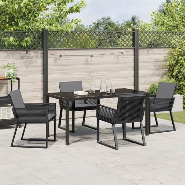 Trädgårdsmöbelset 5 pcs Svart Pulverlackerat stål