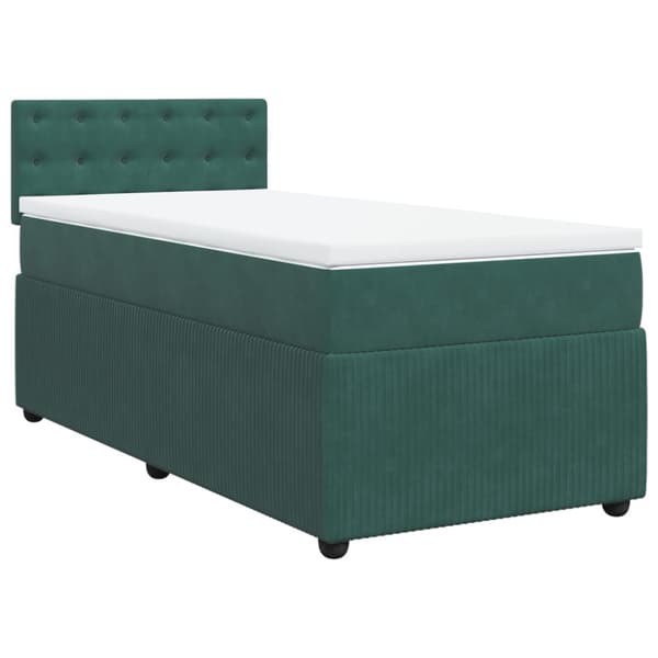 Ramsäng med madrass mörkgrön 90x190 cm sammet