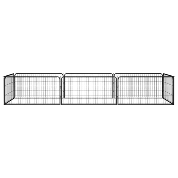 Hundbur 8 paneler svart 100x50 cm pulverlackerat stål