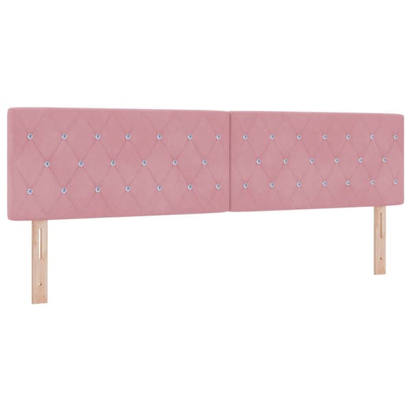 Bäddfjäder med huvudgavel Rosa 200 x 200 cm Sammet