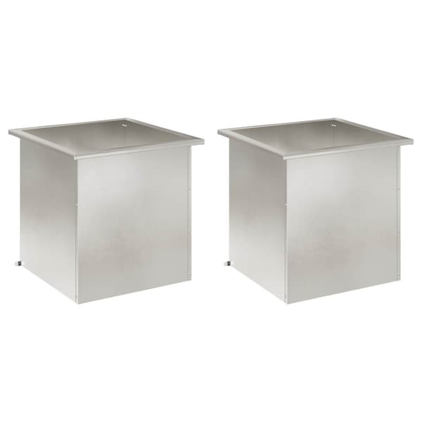 Odlingslåda med LED 2 st Silver 50 x 50 x 48 cm Rostfritt stål