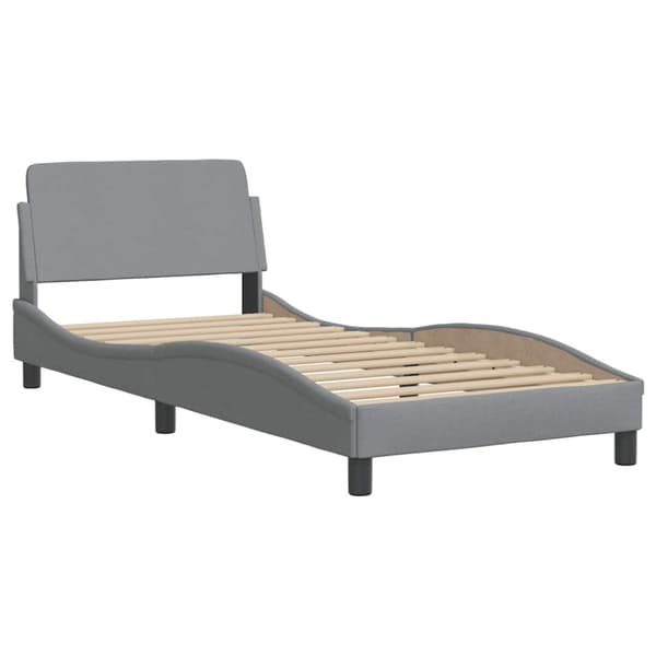 Bed Frame with LED without Mattress Light Grey 80x200 cm Fabric