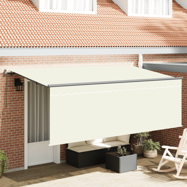Utfällbar markis Kräm 350 x 200 cm Polyester och aluminium