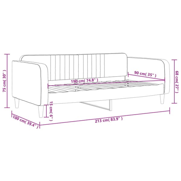Dagbädd svart 90x190 cm sammet
