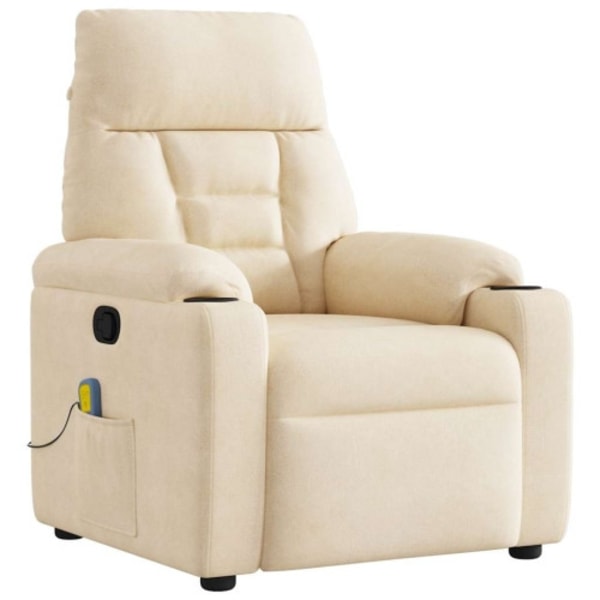Massagefåtölj beige mikrofibertyg