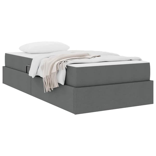 Förvaringssäng med madrass Mörkgrå 90 x 200 cm Polyester
