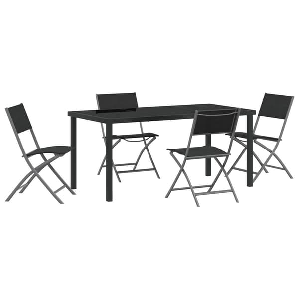 Trädgårdsmöbelset 5 pcs Svart Pulverlackerat stål