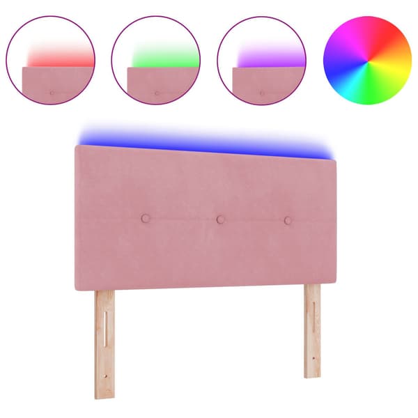 LED huvuddyna med LED-ljusslingor Rosa 100 cm Sammet