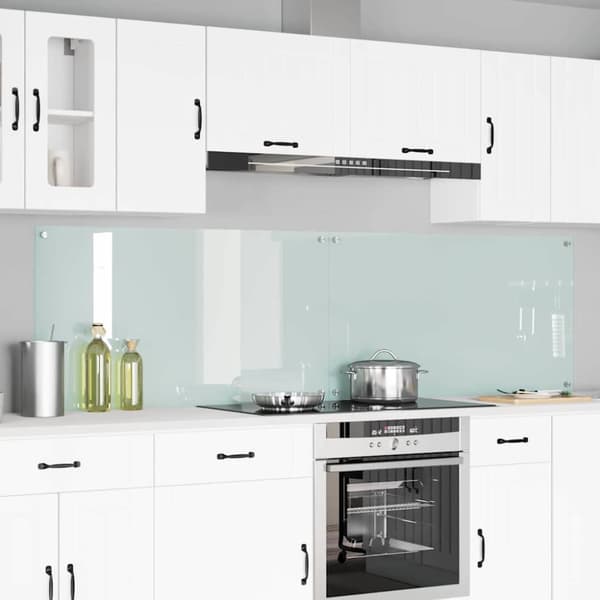 Köksskydd 2 pcs Vit 110 x 60 cm härdat glas