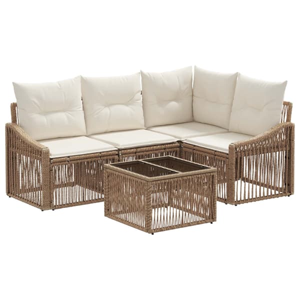 Trädgårdsoffset 5 pcs Beige konstrotting