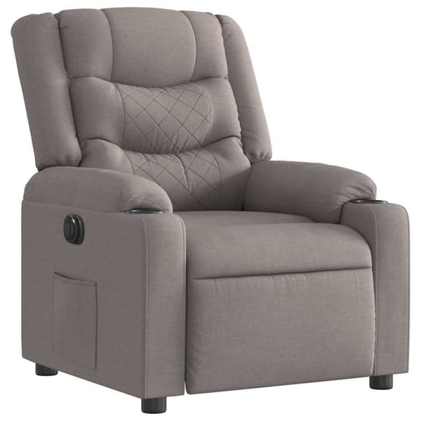 Elektrisk reclinerfåtölj taupe tyg