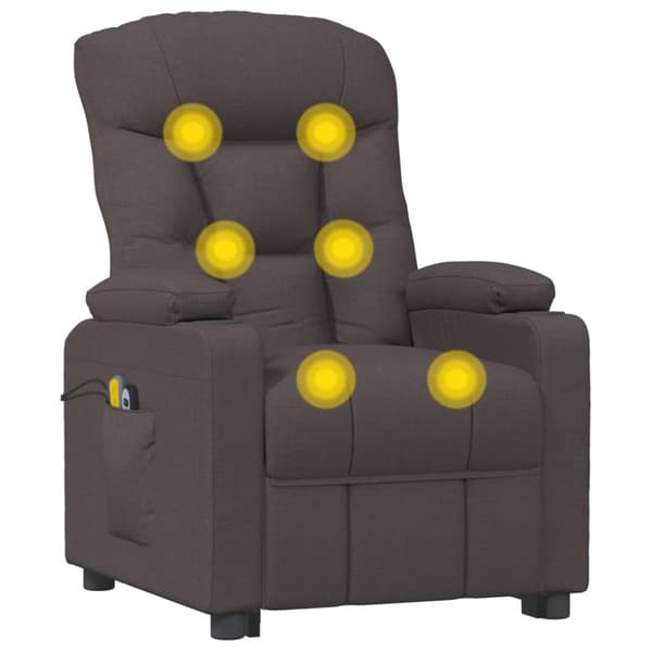 Elektrisk massagefåtölj mörkbrun tyg