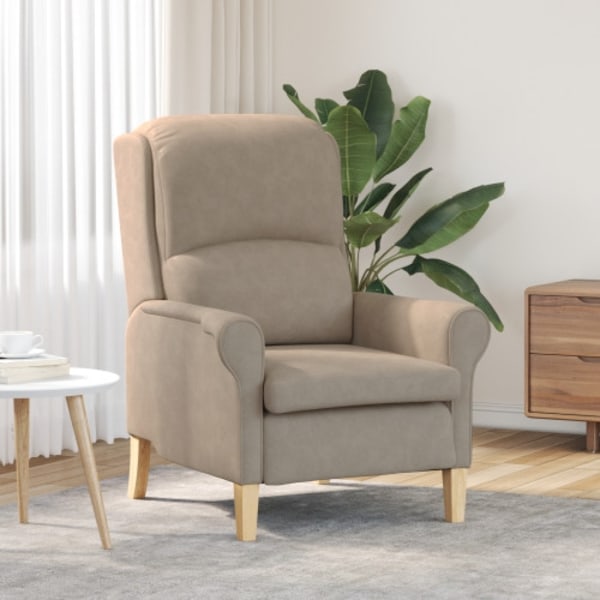 Taupe Fåtölj Taupe Tyg, Trä Standard Taupe Fåtölj Rektangulär