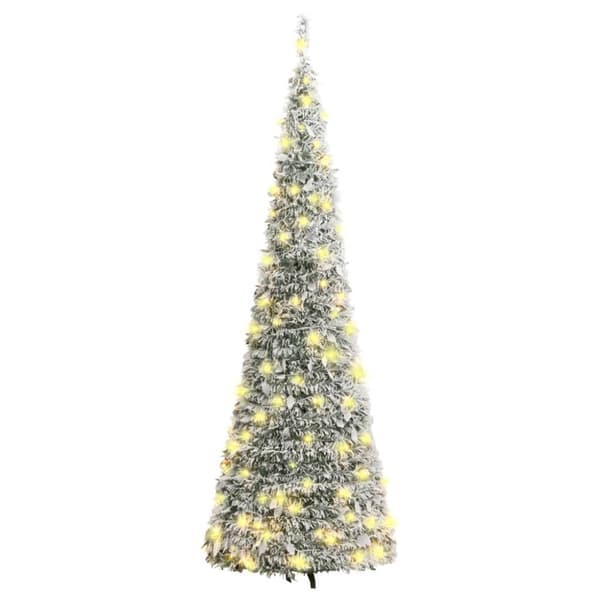 Plastgran pop-up med snö 200 LED 210 cm