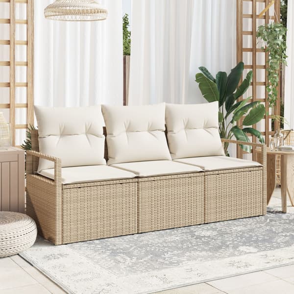 Trädgårdsoffset 3 st Beige och vit konstrotting