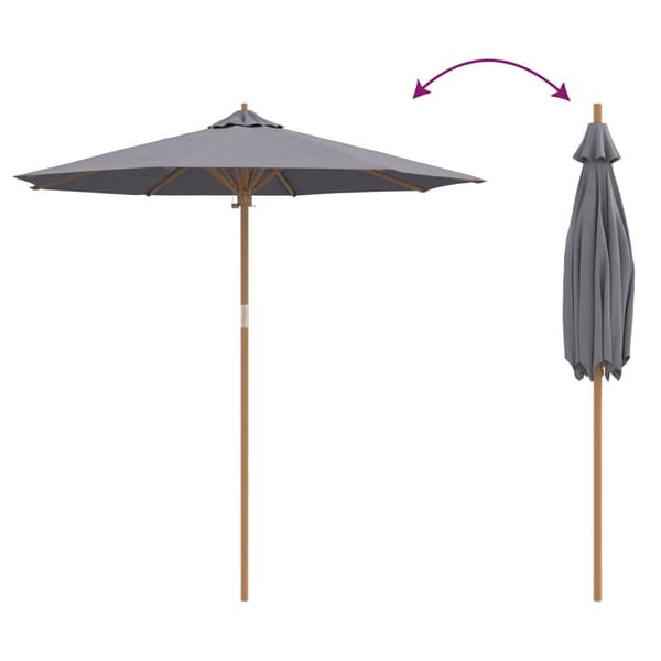 Trädgårdsparasol Mörkgrå Ø 240 x 260 cm Bambu
