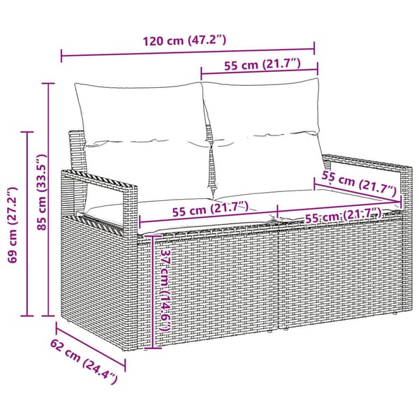 Soffset med kudde 5 pcs Brun konstrotting