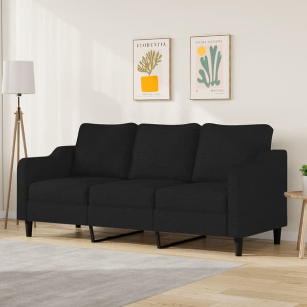 3-sitssoffa svart 180 cm tyg
