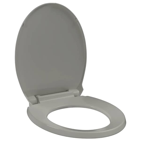 Toalettsits mjuk stängning grå oval