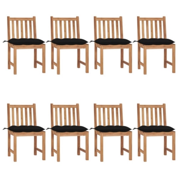 Trädgårdsstolar 8 st med dynor massiv teak