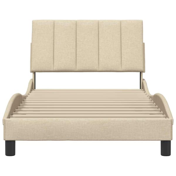 Bed Frame without Mattress "Hanko" Cream 100x200 cm Fabric