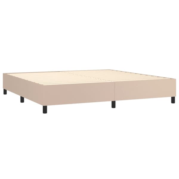 Ramsäng med bäddmadrass cappuccino 200x200 cm konstläder