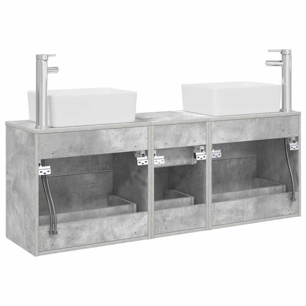 Badrumsskåpsset 3 st Betonggrå 53 x 34,5 x 63 cm