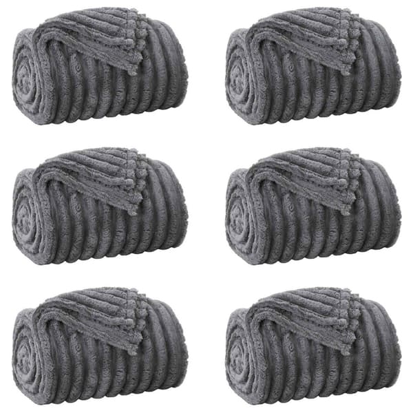 Filtar 6 pcs Mörkgrå 240 x 220 cm Fleece