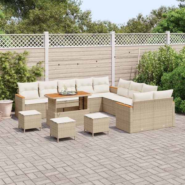 Trädgårdsoffset 18 pcs Beige och gräddfärgad konstrotting