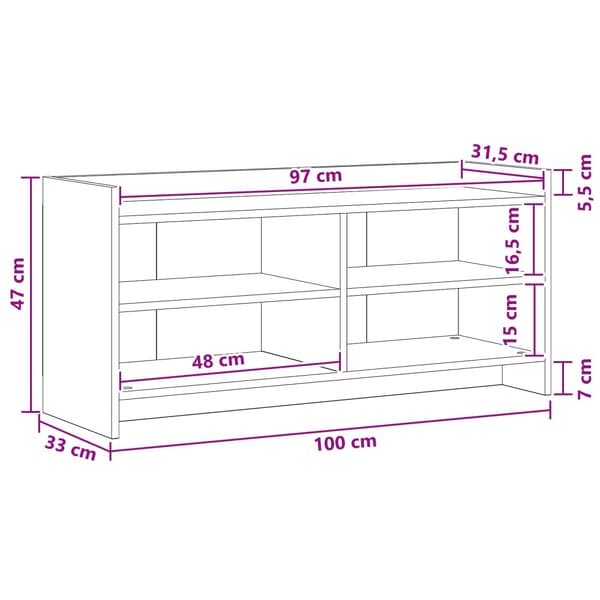 TV-skåp 100 x 33 x 47 cm Vit Konstruerat trä