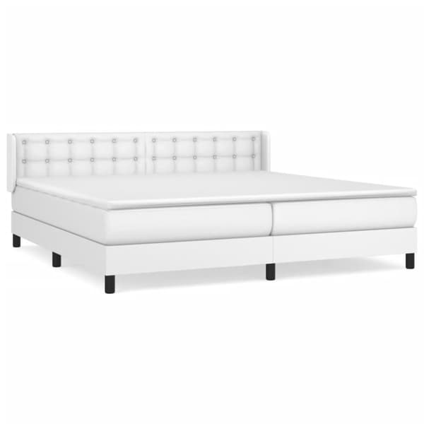 Ramsäng med madrass vit 200x200 cm konstläder