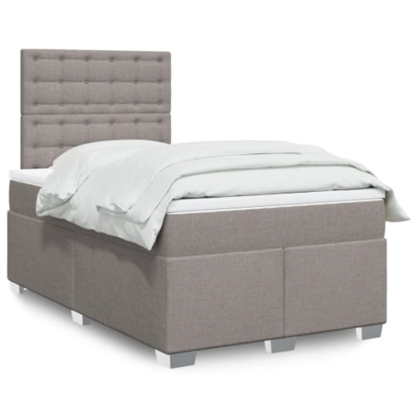 Ramsäng med madrass taupe 120x190 cm tyg