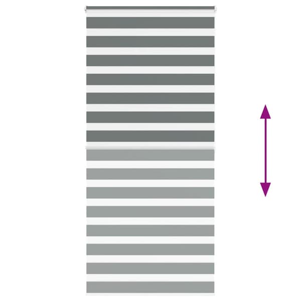 Rullgardin zebra mörkgrå 115x200 cm tyg bredd 110,9cm polyester