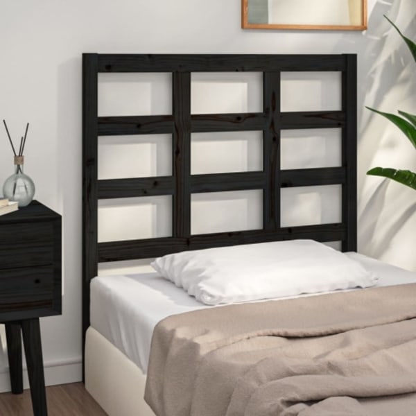 Sänggavel svart 95,5x4x100 cm massiv furu
