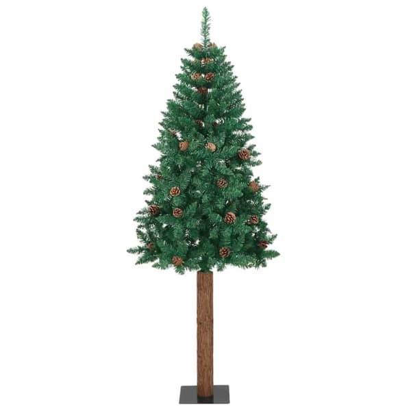 Smal julgran med 300 LED-lampor Grön 180 cm PVC och solid furu