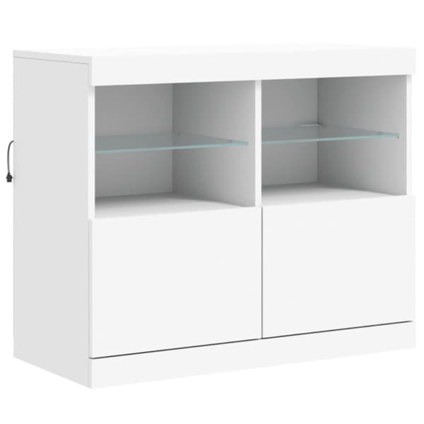 Skänk med LED-belysning vit 283x37x67 cm