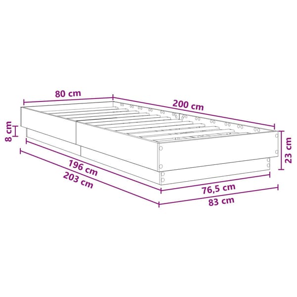 Golvsängsram Betonggrå 80 x 200 cm Konstruerat trä