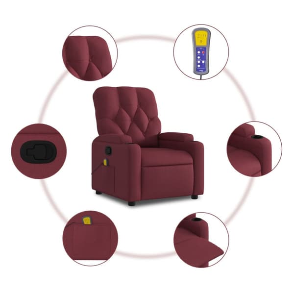 Massagefåtölj vinröd tyg