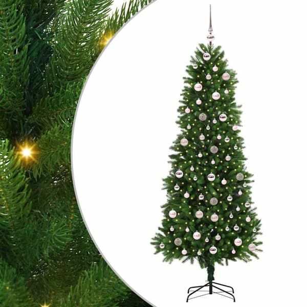Julgran med LED-belysning Grön 240 cm PE