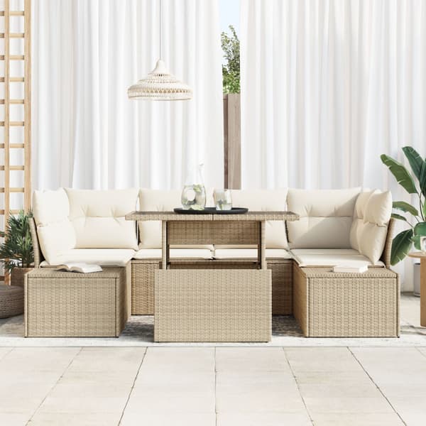 Trädgårdsoffset 7 st Beige och gräddfärgad
